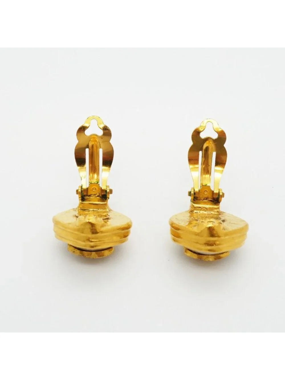 Chanel Earrings Vintage CC Logo Gold Plated Silver